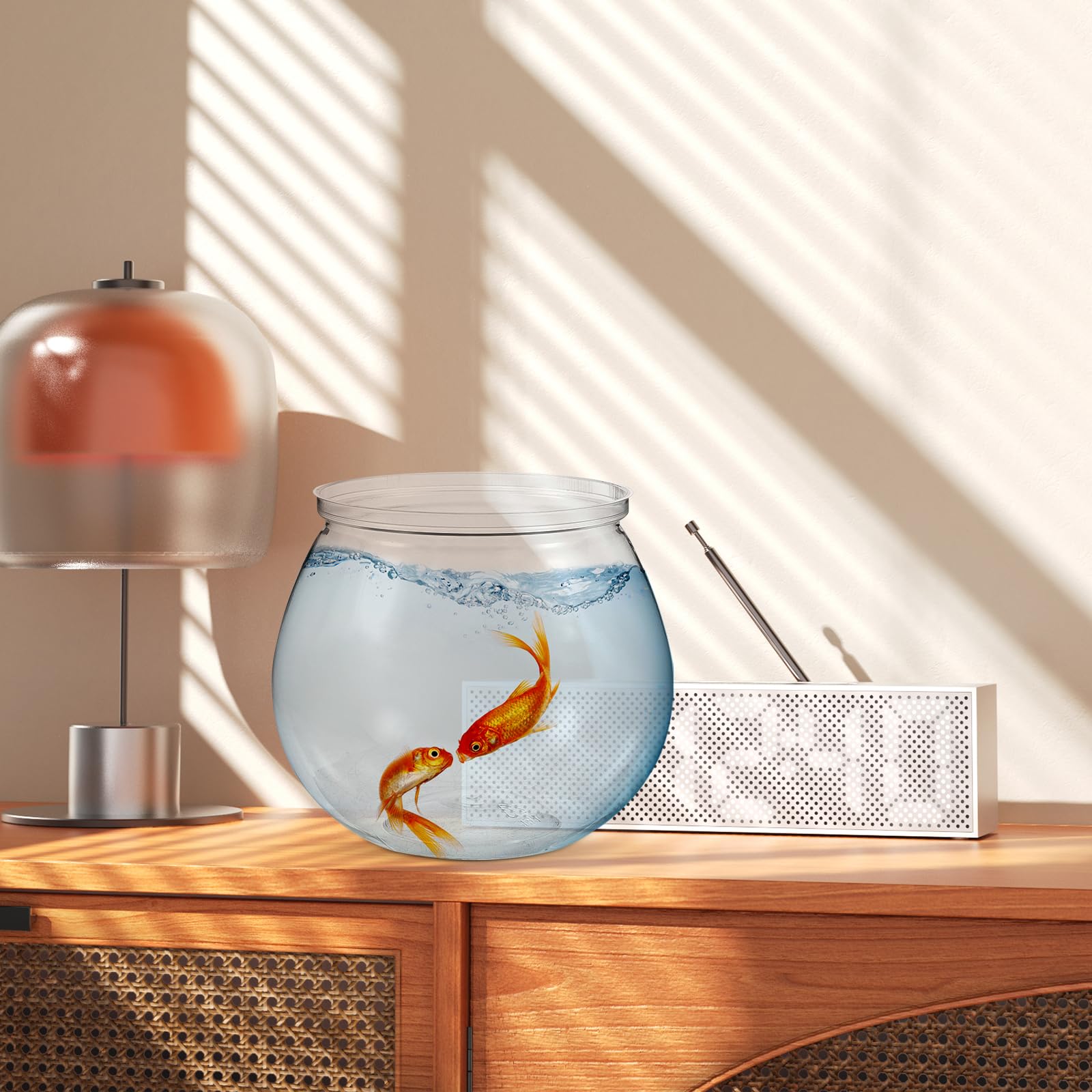 Ipetboom Goldfischglas 3 Stück Kunststoff Fischglas Transparentes Rundes Aquarium Fischschalen für Goldfische Und Schildkröten, Unzerbrechlich und Pflegeleicht, Perfekt für Wohnzimmer Büro