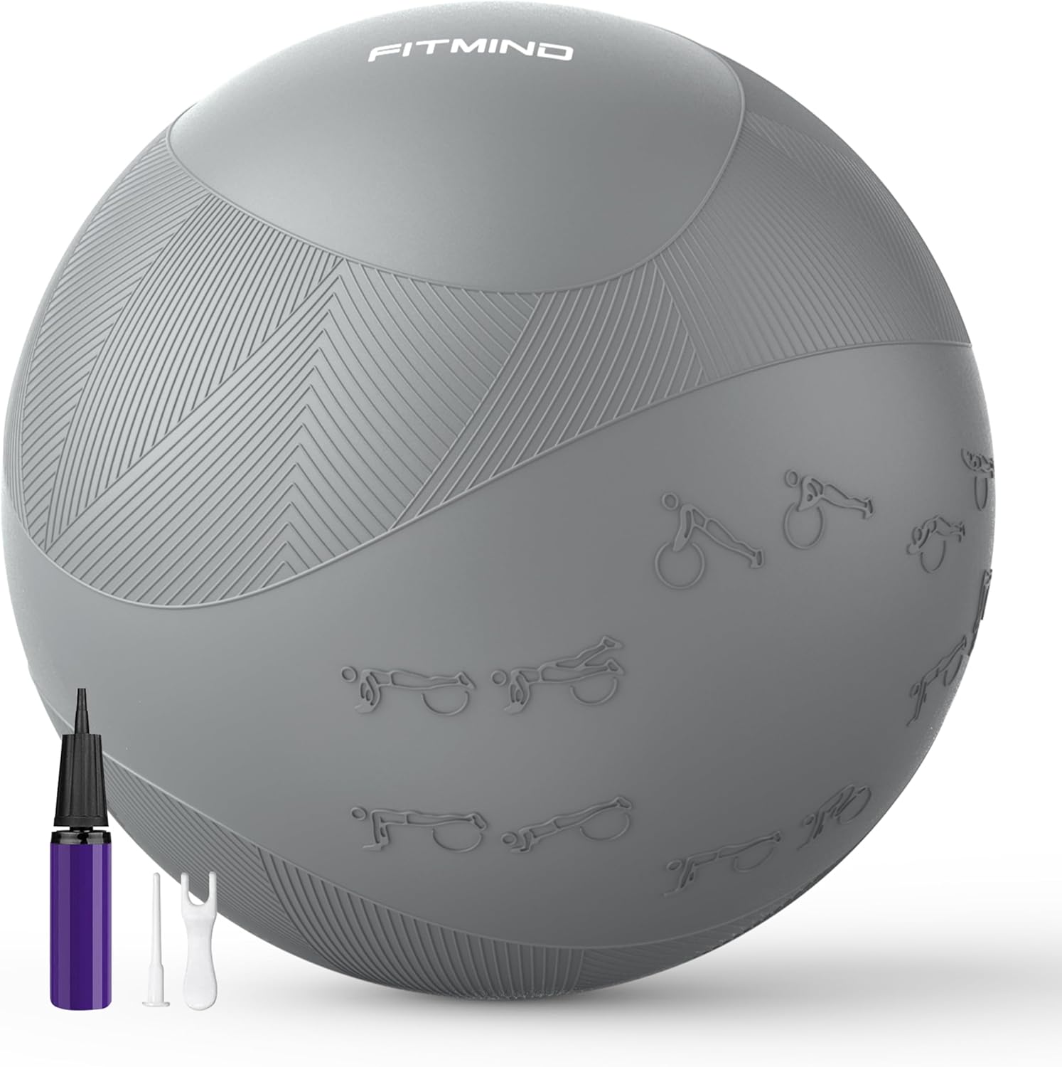 Extra Thick Exercise Ball with Embossed Pattern,Yoga Ball 22in/26in/30in for Workout Pregnancy Stability,Anti-Burst and Slip Resistant Swiss Ball with Pump for Yoga, Pilates,Physical Therapy