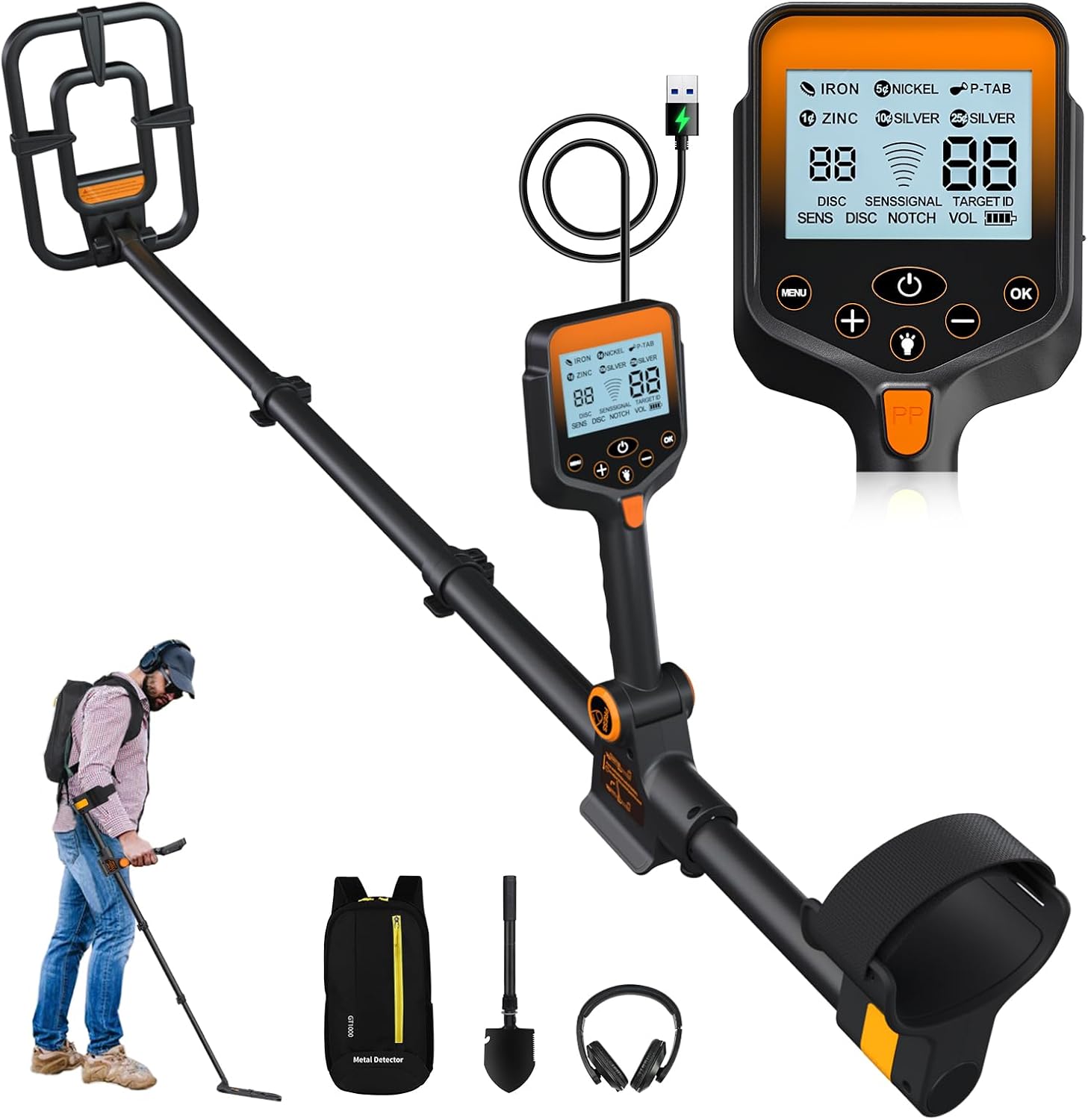 Metal Detector For Adults Waterproof - 2000Amh Chargeable With Metal