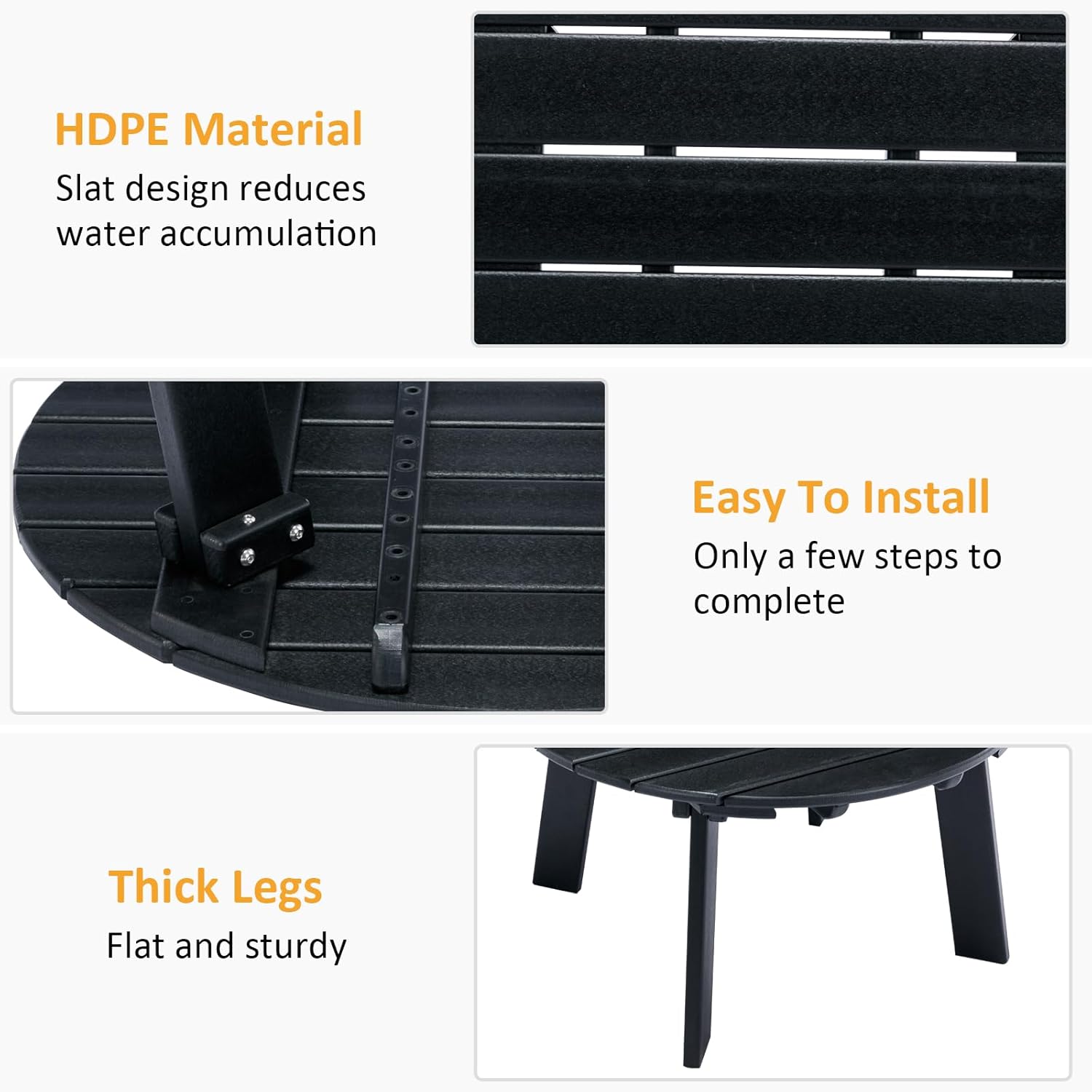 Round Polyethylene Outdoor Coffee Table