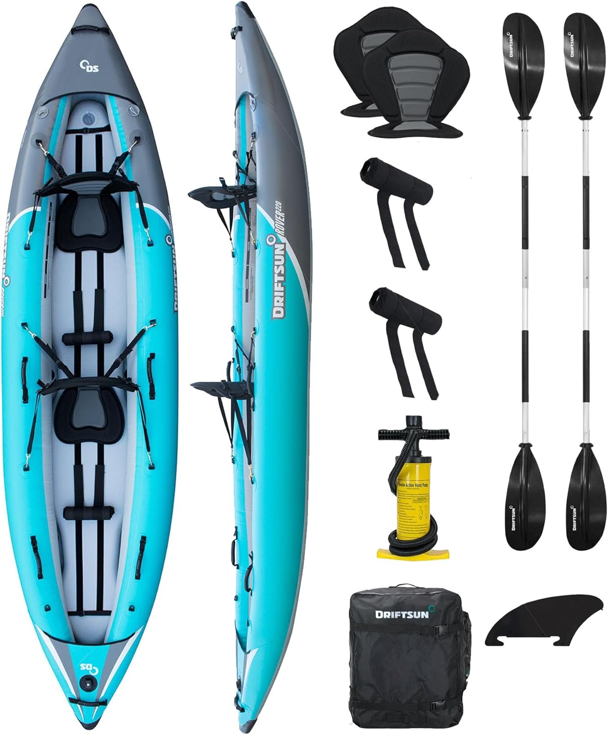Driftsun Rover Inflatable Kayak – Inflatable White Water Kayak – Inflatable 1 and 2 Person Kayaks for Adults with High Pressure Floor, Padded Seats, Action Cam Mount, Aluminum Paddles, and Pump Driftsun Rover Inflatable Kayak – Inflatable White Water Kayak – Inflatable 1 and 2 Person Kayaks for Adults with High Pressure Floor, Padded Seats, Action Cam Mount, Aluminum Paddles, and Pump