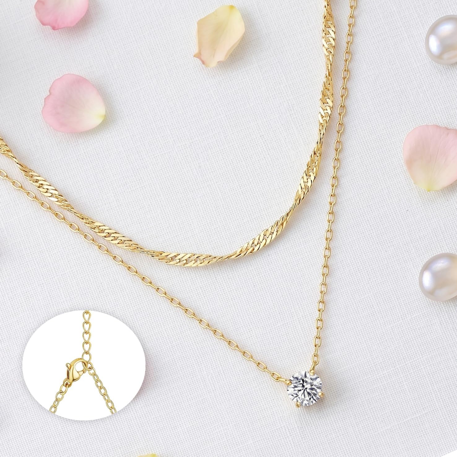 Layered Necklace Stud Earring Huggie Hoop Earring Bracelets Set