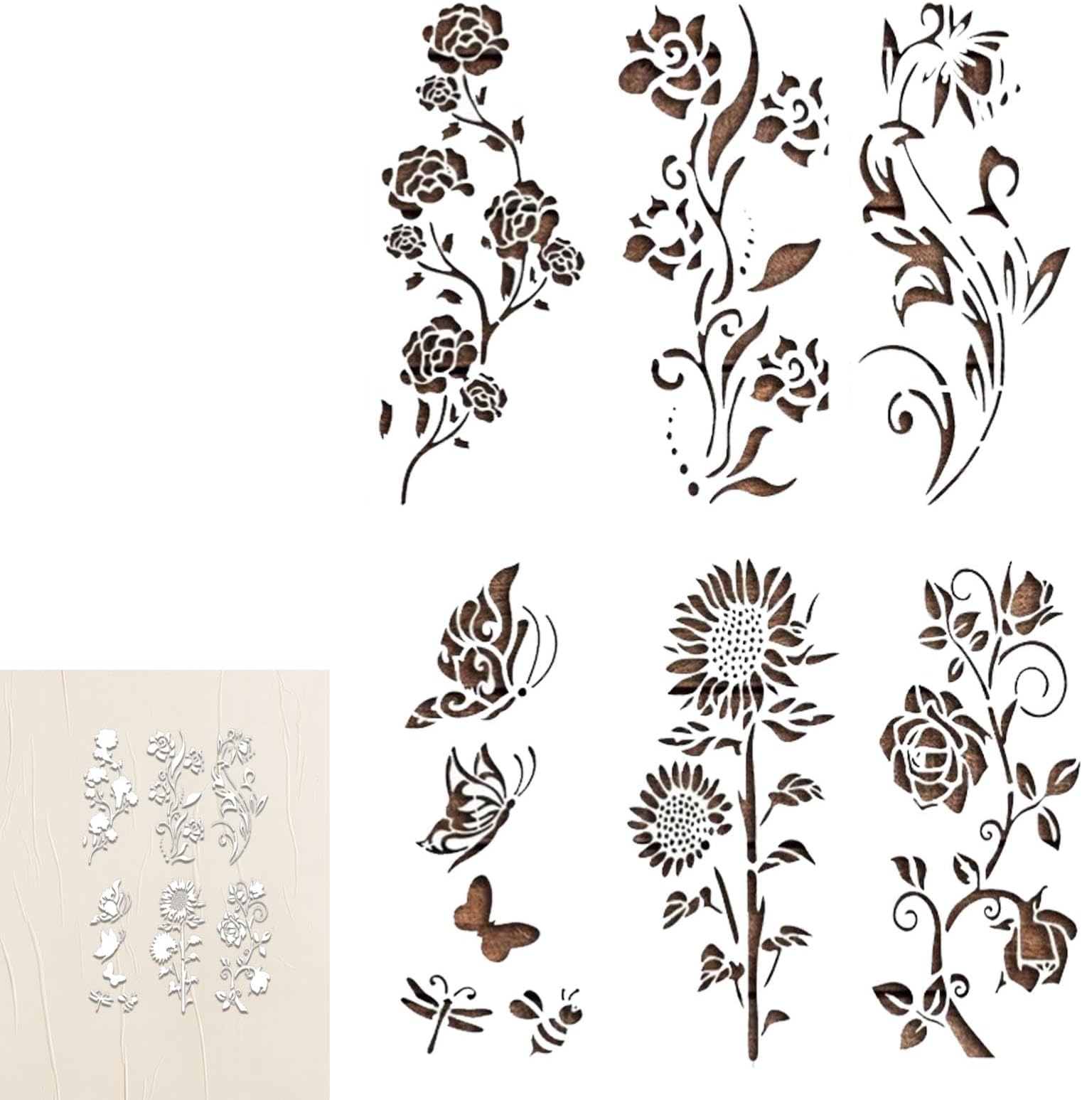 Large Flower Stencil for Painting,Flower Stencil,Vista Print Wall Petal Template - Spring Painting Stencils Reusable Flower Template,Wooden Card Decoration for Painting