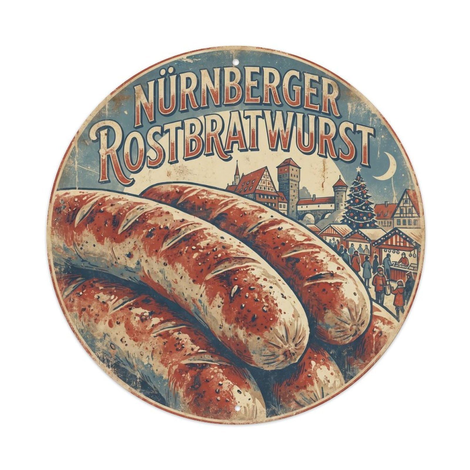 German Food Nuremberg Travel Grilled Sausage Metal Tin Sign