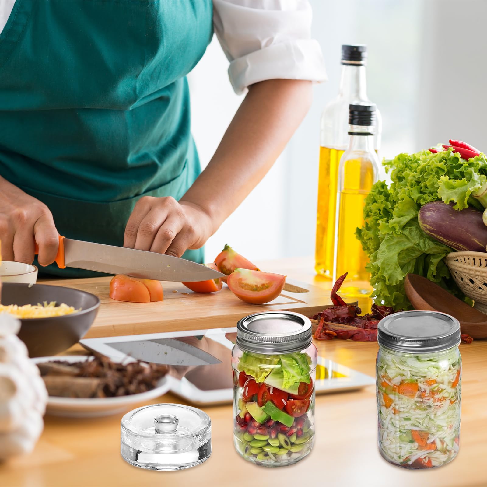 Bocal le Parfait, Poids de Fermentation, avec Petite Poignée, Pot de Fermentations, Convient à la Fermentation de la Choucroute et du Kimchi