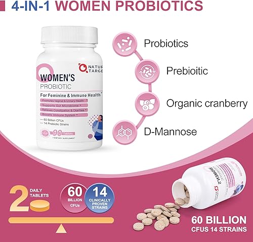 Miniatura 3 de NATURE TARGET Probióticos para mujeres, probióticos para hombres, probióticos para digestivos,Vaginal,Salud de la próstata