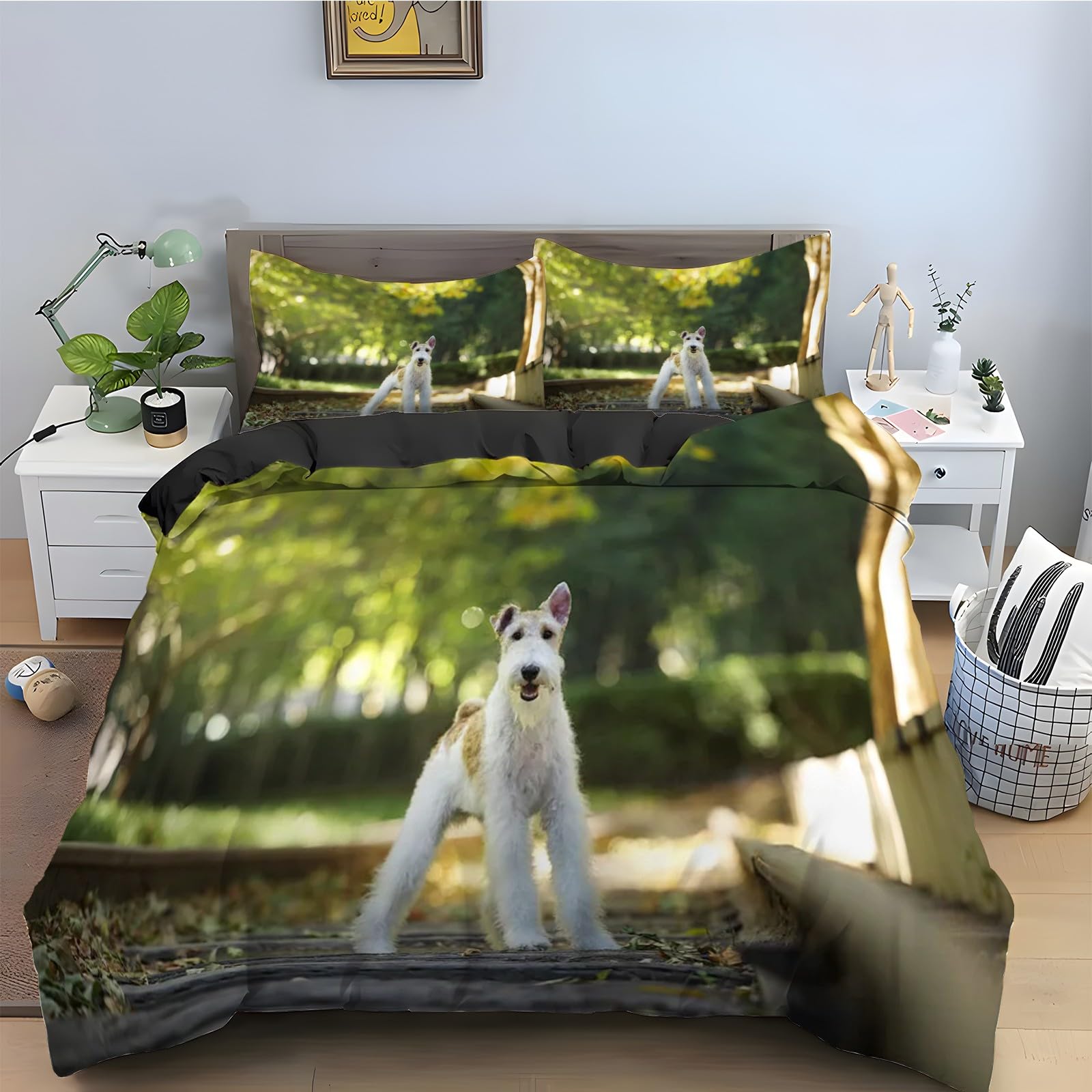 Parure de lit Schnauzer 160x200 pour une chambre cocooning animal