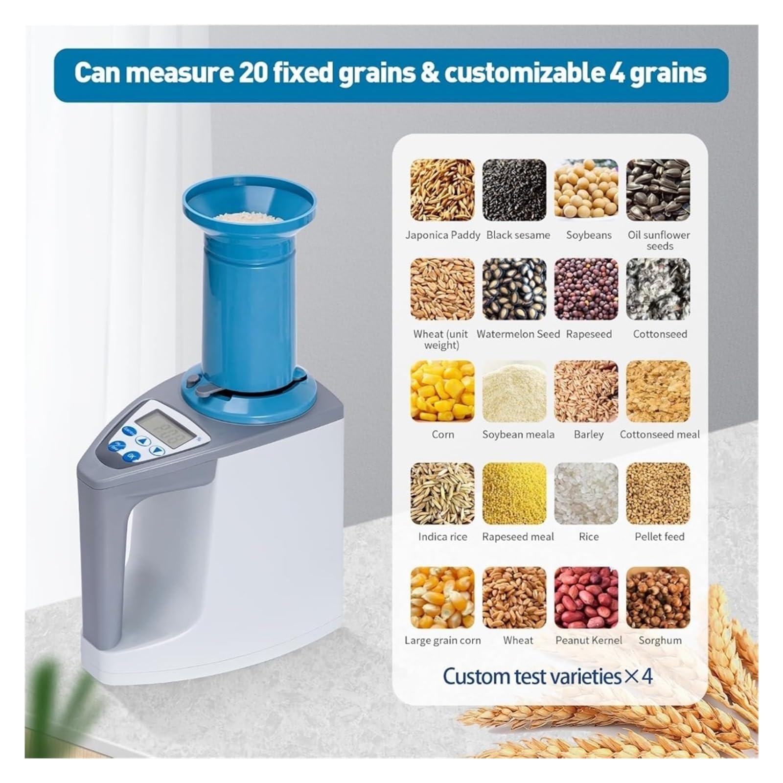 Misuratore di umidità, Misuratore di umidità for cereali, misuratore digitale automatico ad alta precisione for, mais, riso, grano, tester e rilevatore