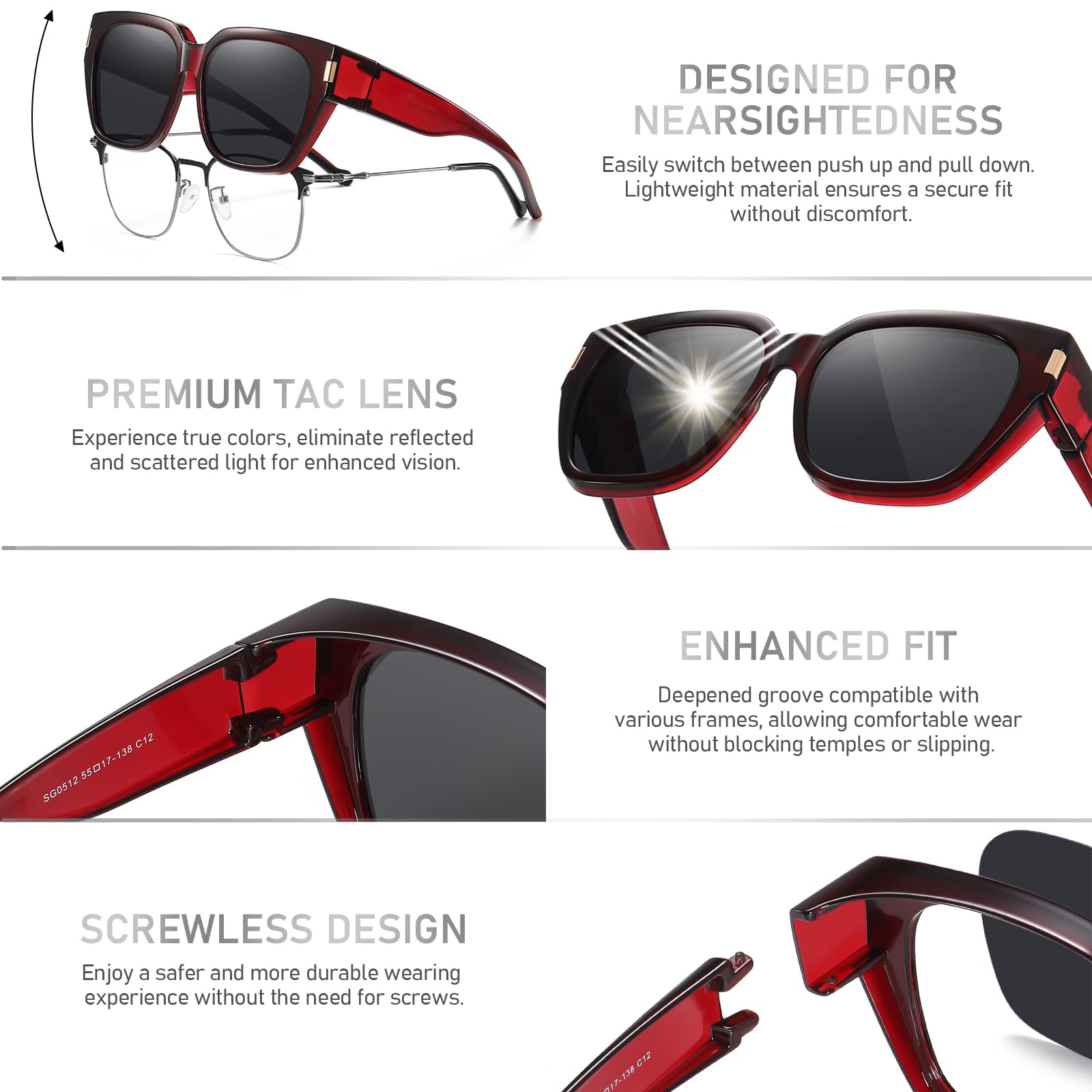 HAOLOTA Polarisierte Sonnenbrille für Damen und Herren, trendig, quadratisch, UV-Schutz