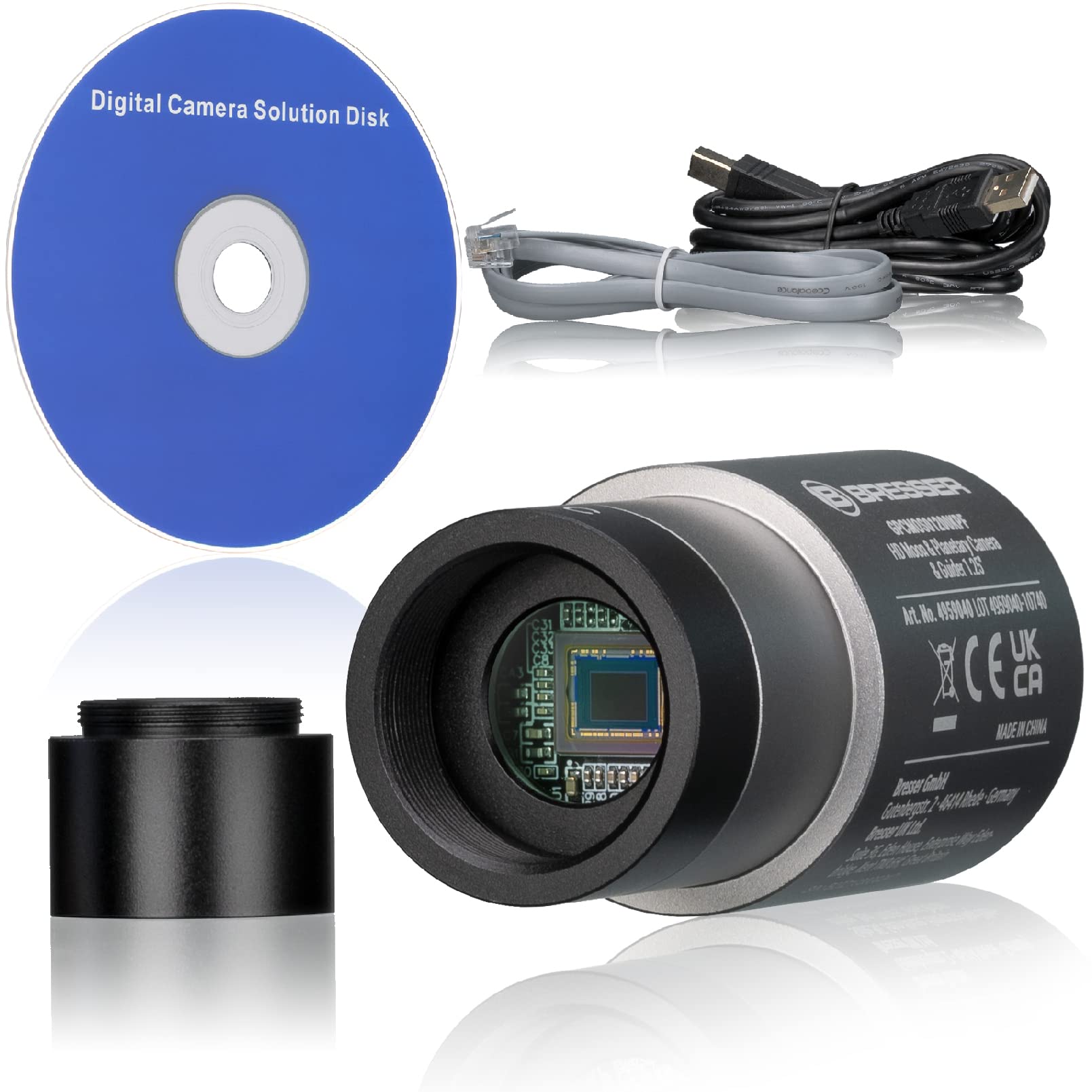 Bresser HD Mond & Planeten Kamera & Guider 1.25" - Astrofoto-Farbkamera & Autoguider für Teleskop Nachführung, Sony IMX225 Sensor