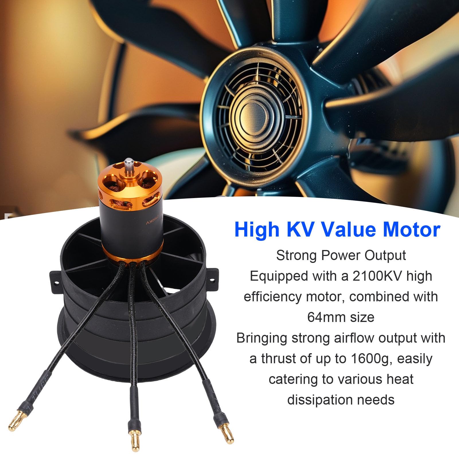 Ducted Fan Brushless Motor ESC Kit 64mm 12 Blades Ducted Fan and 2100KV Motor with Control Board and Switch