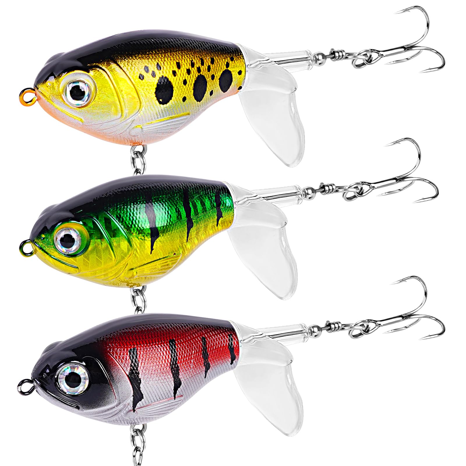 Top Water Fishing Lures with Rotating Tail, Freshwater and Saltwater Hard baits kit for Bass Catfish Pike Perch etc.