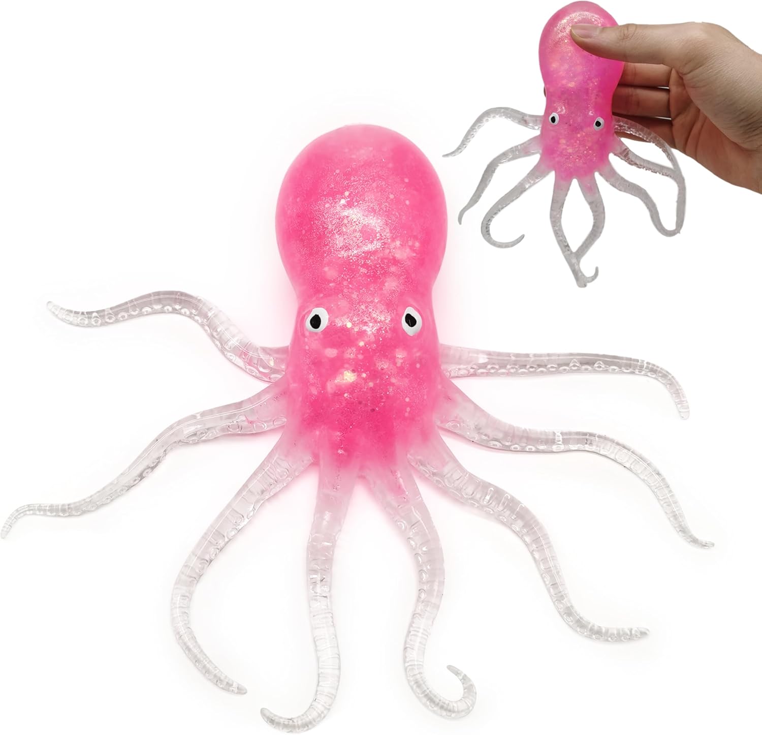 ZTATU Octopus Squishy Toys, Stress Balls for Kids (1PCS) Glitter Octopus Sensory Squishy Balls, Sea Animals Party Favors for Kids 4-8, Stress Relief Toy Easter Basket Stuffers
