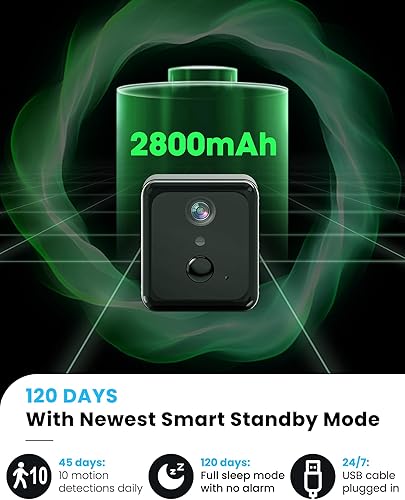 Miniatura 7 de Cámara espía oculta, mini cámara inalámbrica Wi-Fi HD 2K, aplicación de teléfono, detección de movimiento AI, visión nocturna automática, duración