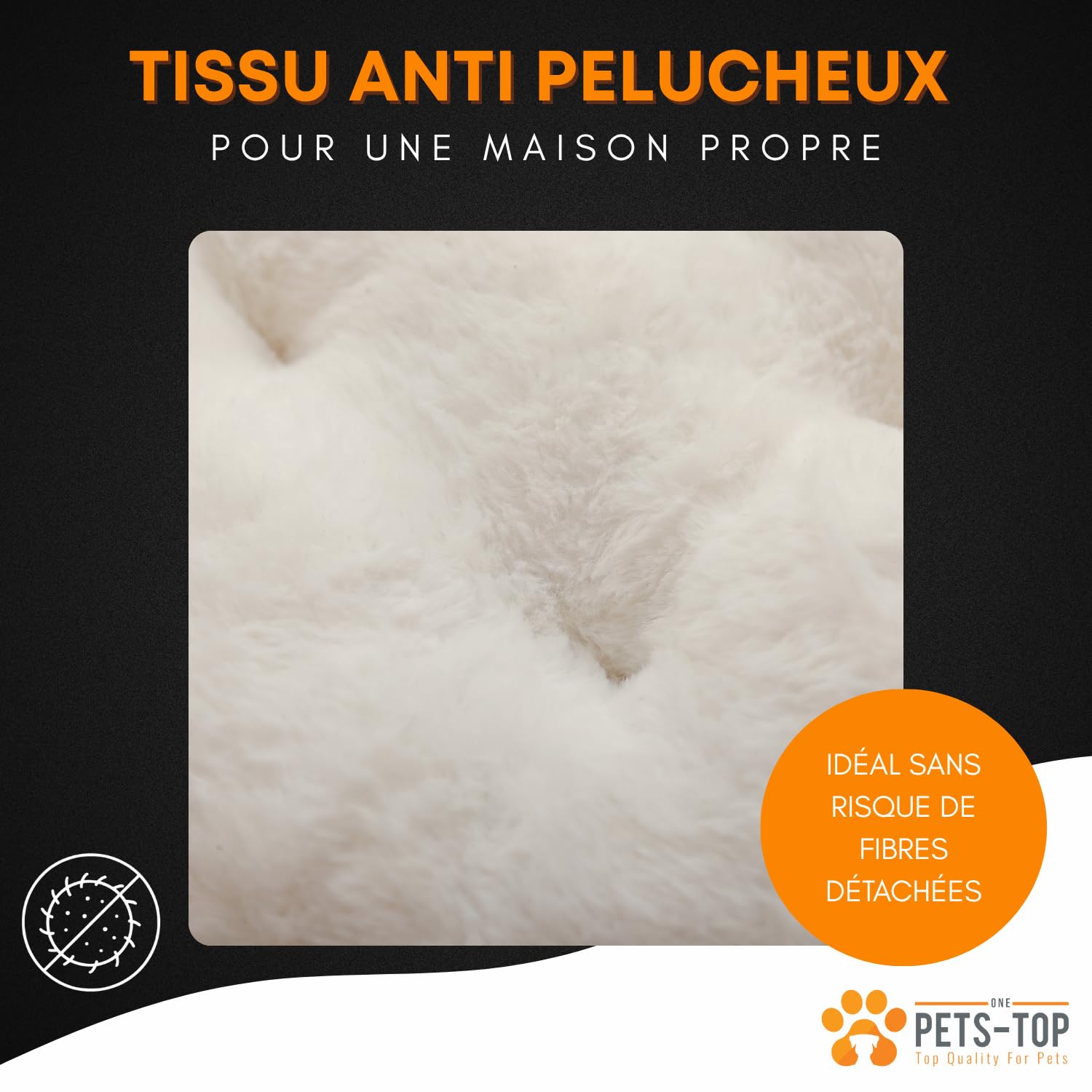 One PETS-TOP Panier Chat Moelleux – Coussin Chat ou Petit Chien Doux et Confortable – Cat Bed Antistress – Couchage Apaisant Rond et Chaud (Blanc, 50 cm)