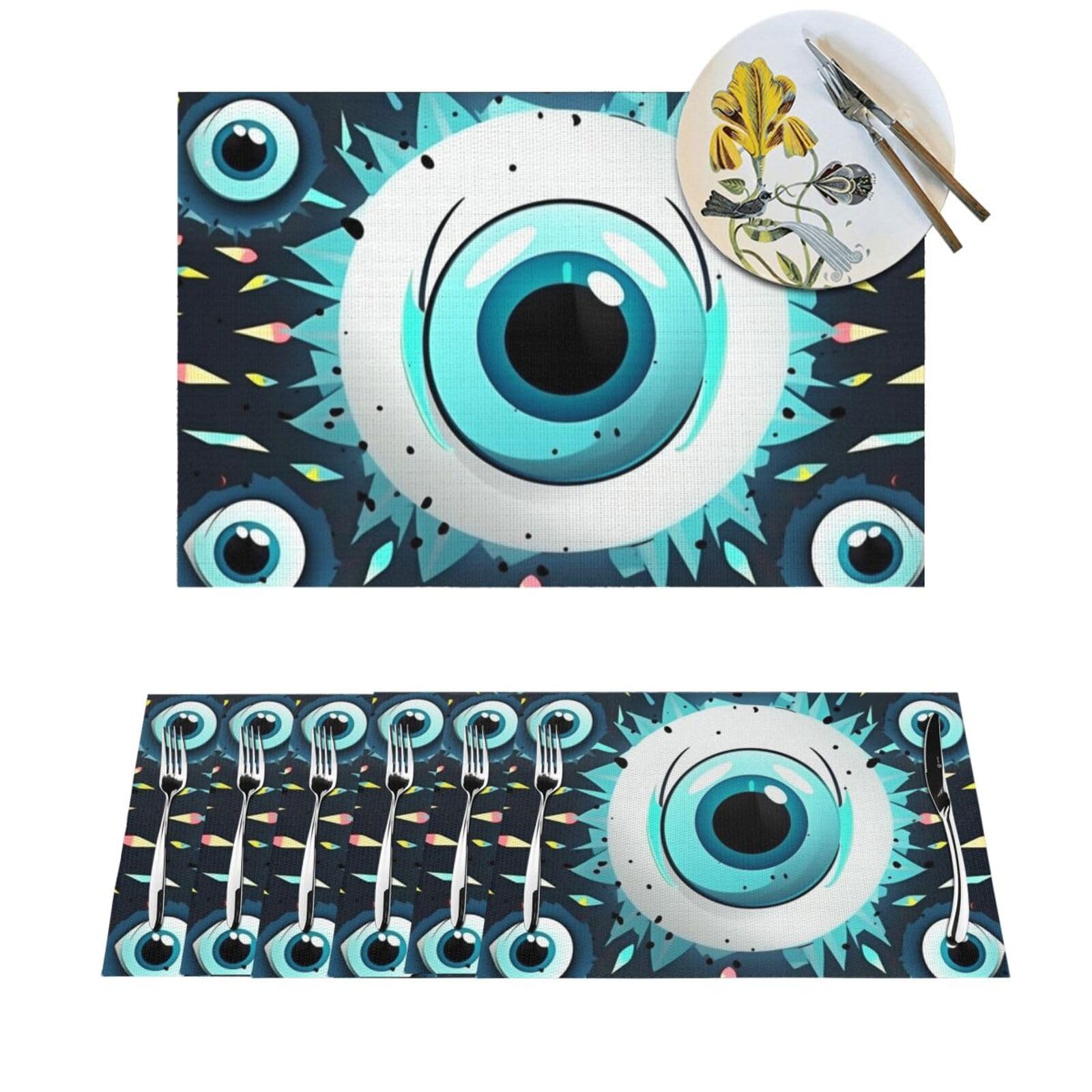 Sets de table en vinyle pour salle à manger tapis de cuisine œil bleu