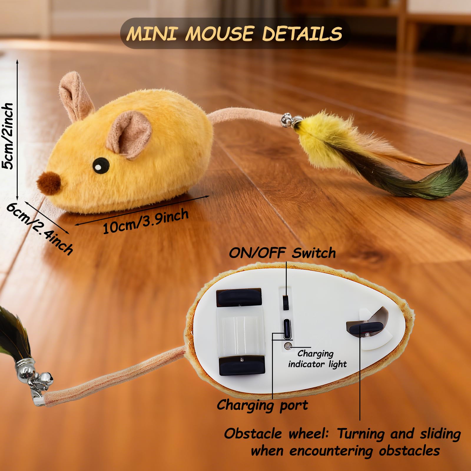 Ratón de juguete automático para gatos, control remoto, ratón, ratón, juguete realista a control remoto, juguete interactivo para gatos, broma, truco aterrador, ratas para gatos de interior, perros