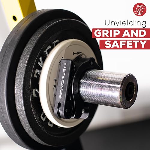 Miniatura 4 de Iron Crush Pinzas olímpicas para barra  Abrazaderas de gimnasio ajustables y delgadas para máxima capacidad de peso  Cerraduras de barra de