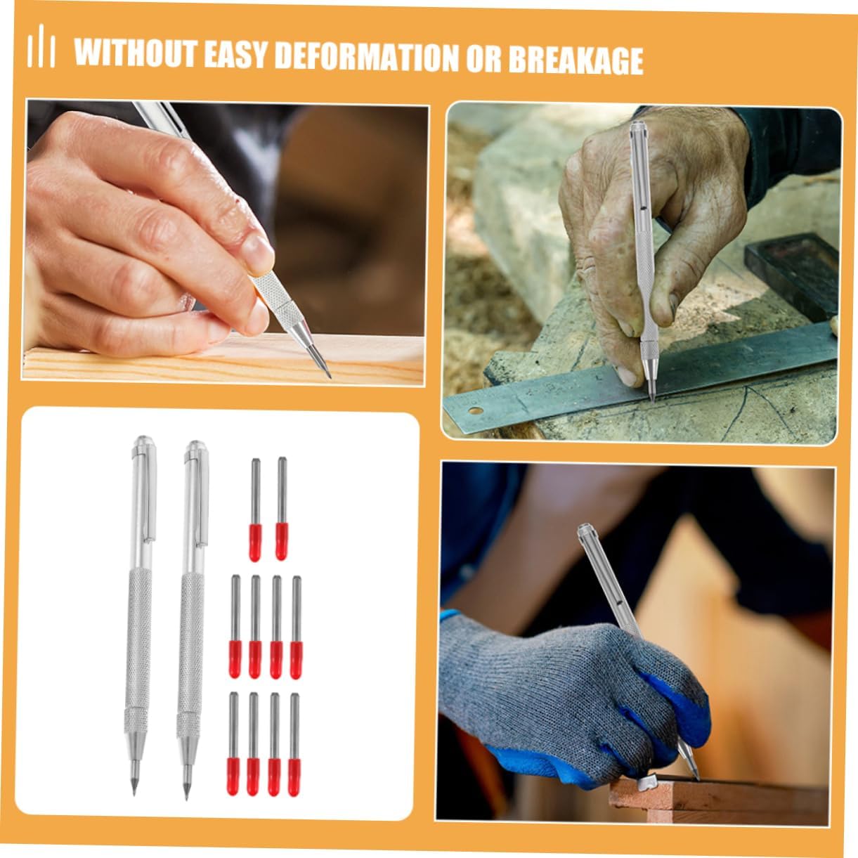 SHINEOFI 2sets Scriber Tool with Replacement Tips Precision Engraving Pen for Glass Tile Hard Materials Tungsten Carbide Marking Tool for Carpenters Builders Kit