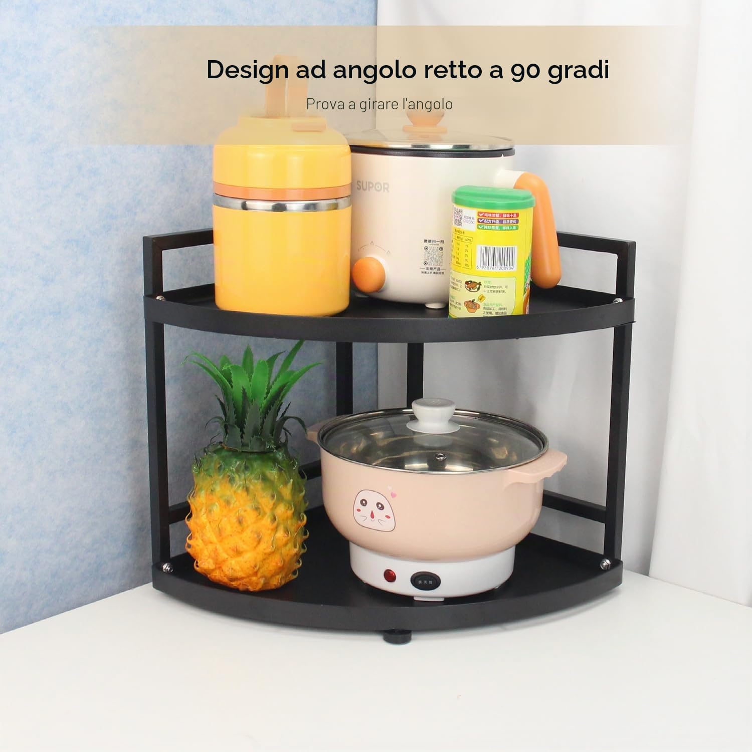 HUIJIN RA01-2 livelli Scaffale Angolare per Cucina,90 ° Angolo Mensola Cucina Mensola Angolo Mensola Pot Shelf, Organizzatore Angolo Lavello-[altezza31-larghezza 30cm]