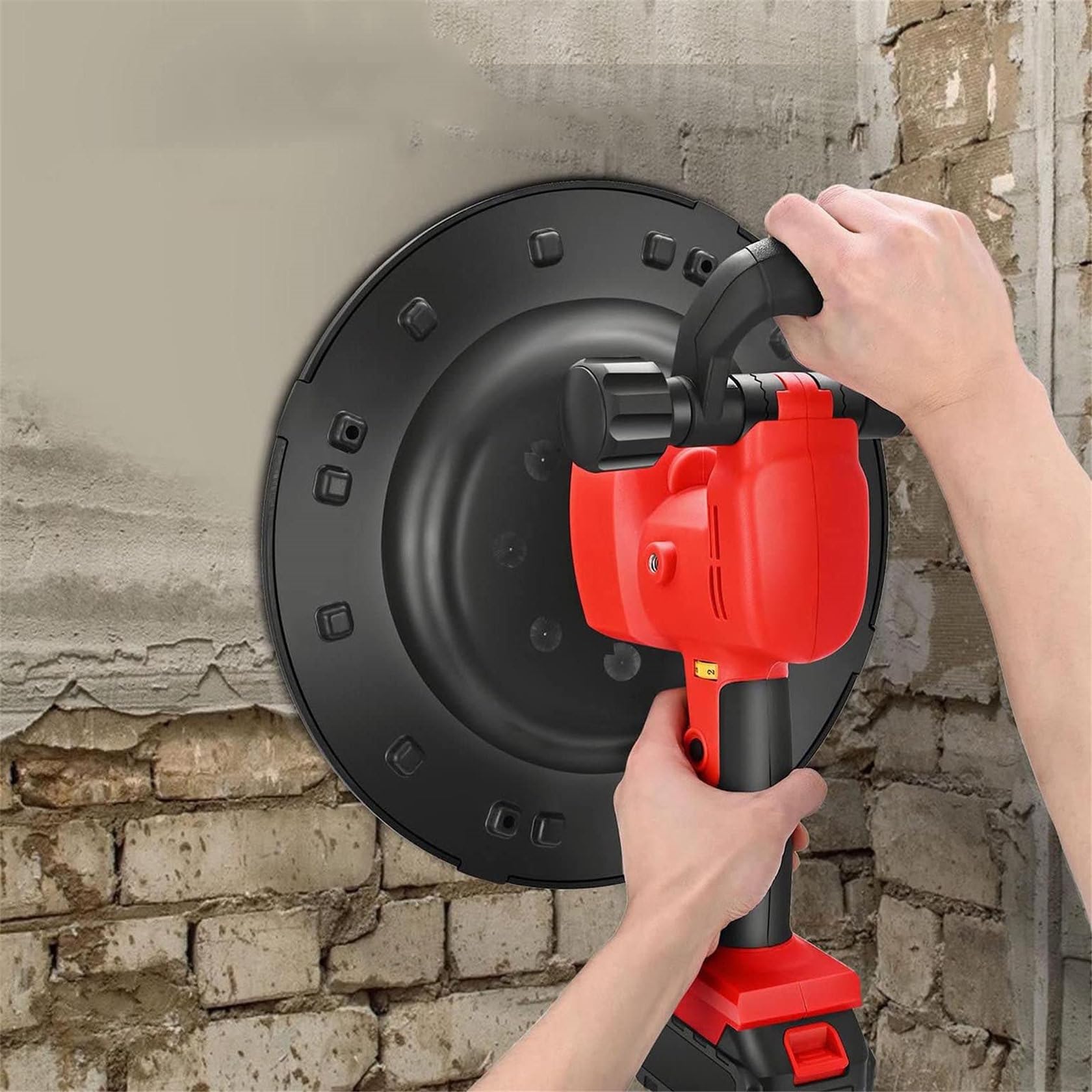 Lijadora EléCtrica 1680w, Lijadora De Esquinas Para Paneles De Yeso, Lijadora De Disco, 280 Rpm MáX. 6 Velocidades, Ideal Para Bricolaje, Lijado Y Acabado De Madera,2x2500mah