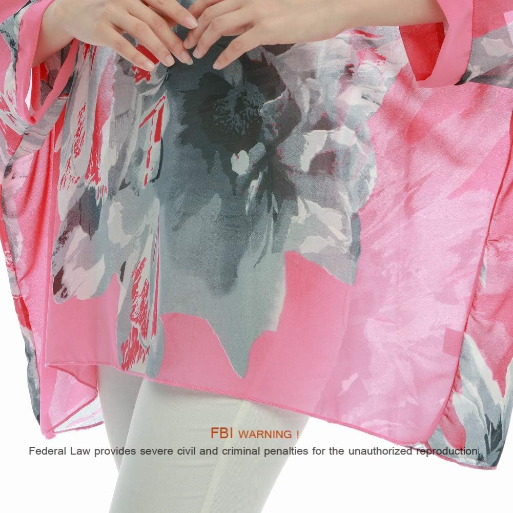 Women's Loose Batwing Blouse Chiffon Top Camouflage Printed Kimono Poncho Tunic Kaftan Cover up - Image 7