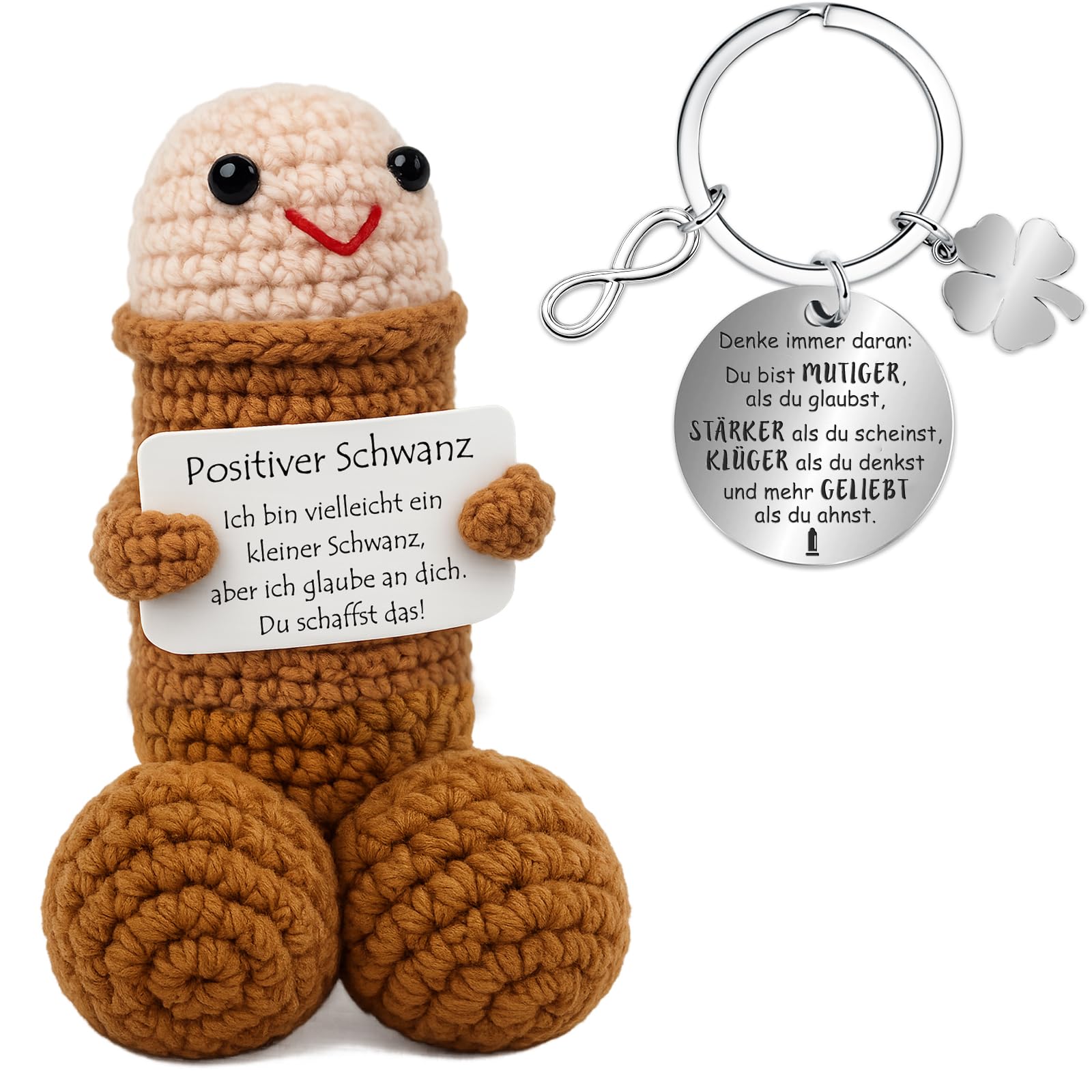 Farbeele Positive Figur und Glücksbringer-Schlüsselanhänger, Pocket Hug, MutmacherGeschenk, Gute Besserung Geschenk, Glücksbringer Prüfung Geschenk, Geburtstagsgeschenk