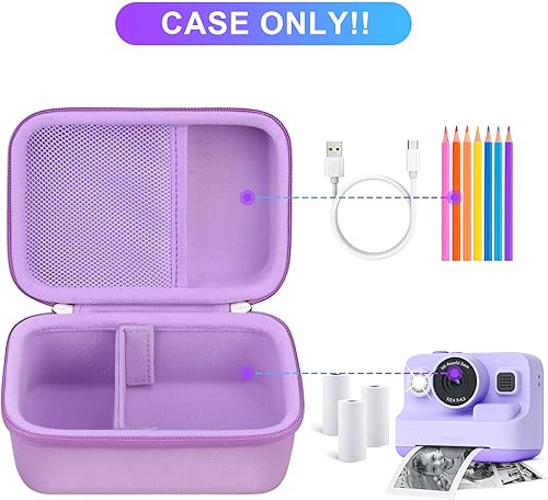 Miniatura 2 de BOVKE Estuche de transporte para cámara DylantoAnchiooMEETRYE Kids de impresión instantánea, 1080P para niños, cámara instantánea, juguetes, soporte