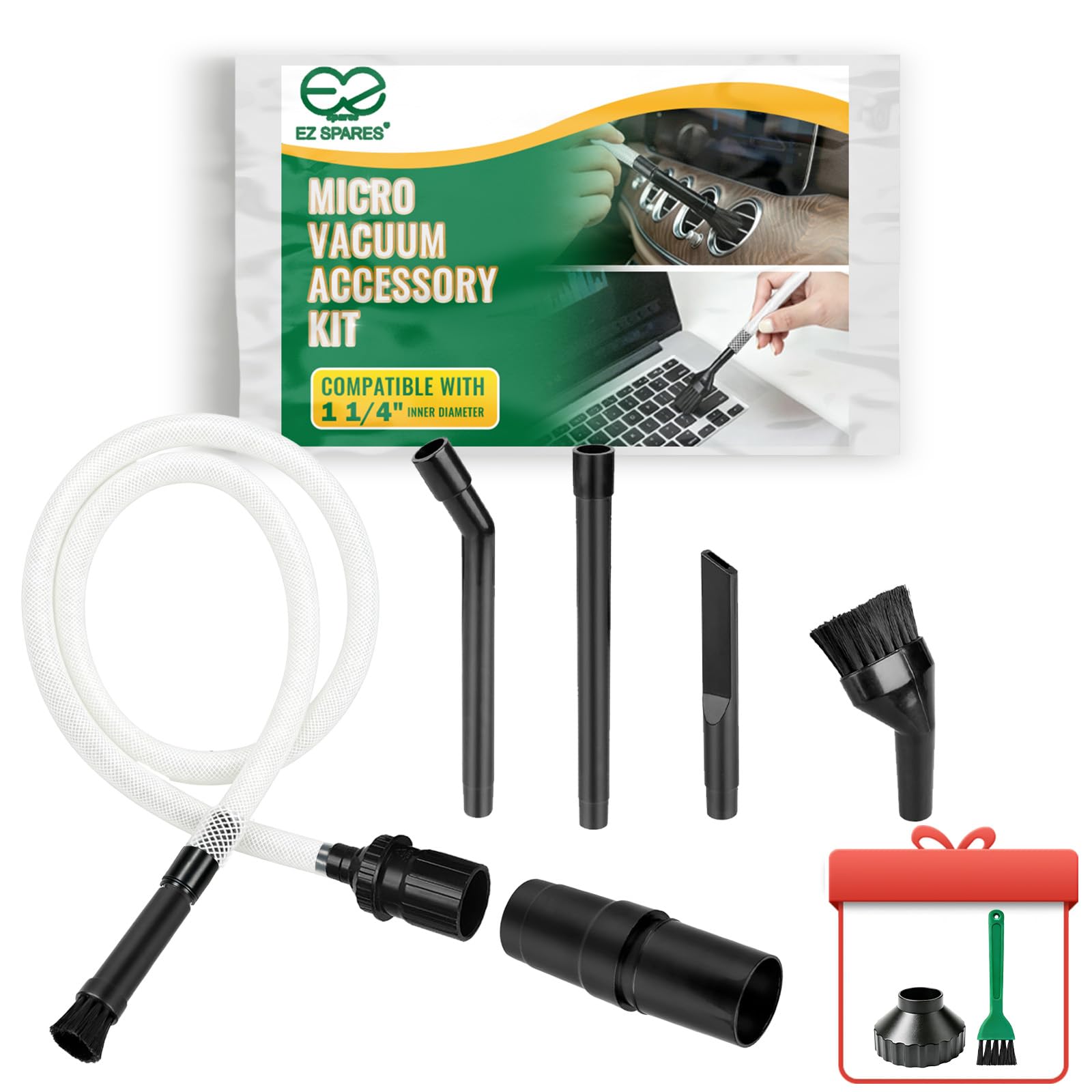 EZ SPARES 7PCS Micro Vacuum Attachment 7 Piece Kit Keyboard Crevice Cleaning Tool Brush Kit
