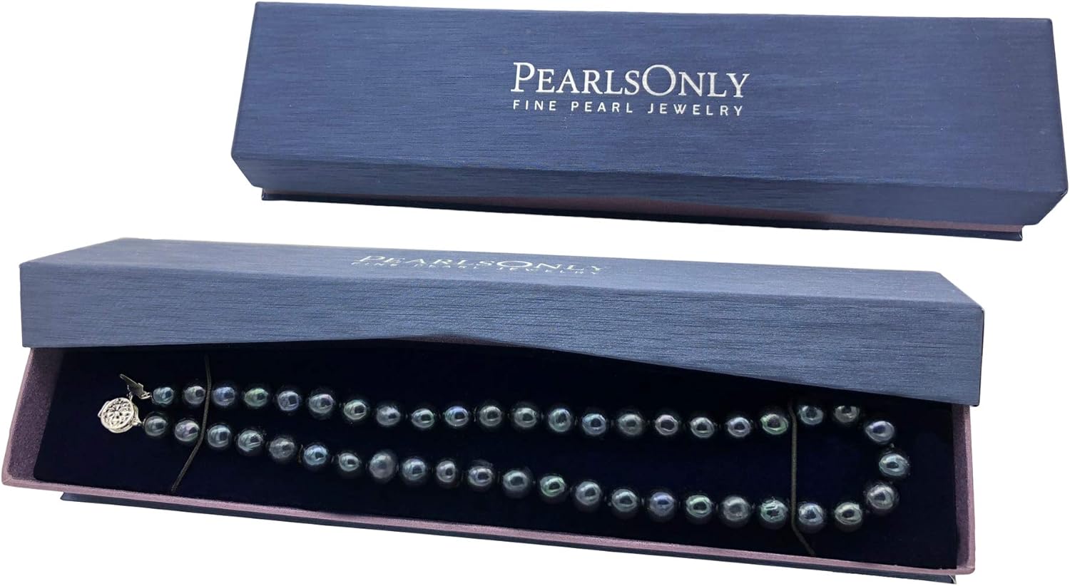 Kaitlyn Black 8-9mm A Quality Freshwater 925 Sterling Silver Cultured Pearl Necklace For Women