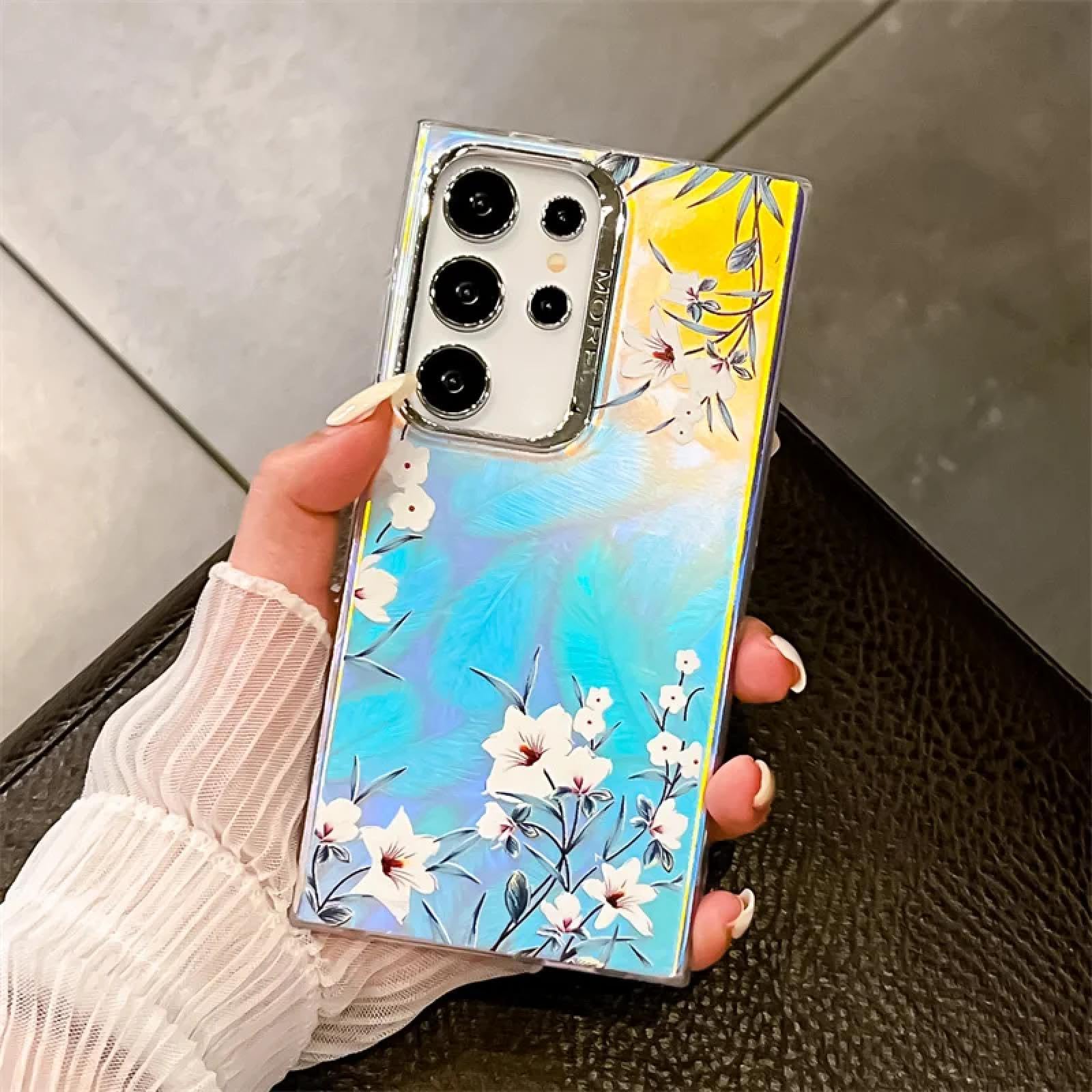 Coque S24 Ultra fleurie en polycarbonate mat rigide antichoc - 7