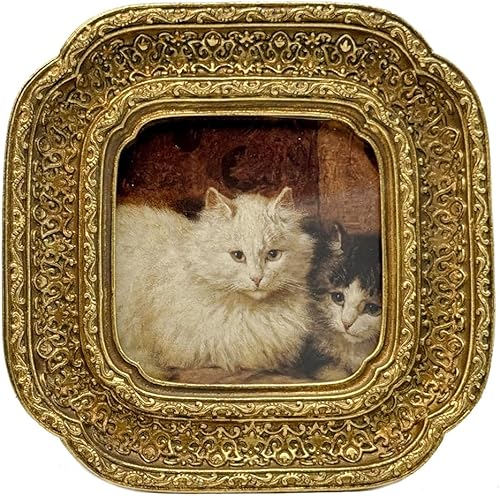 CISOO Marco de fotos pequeño vintage de 3 x 3, marco de fotos cuadrado dorado antiguo para mesa y exhibición de pared, diseño floral decorativo,