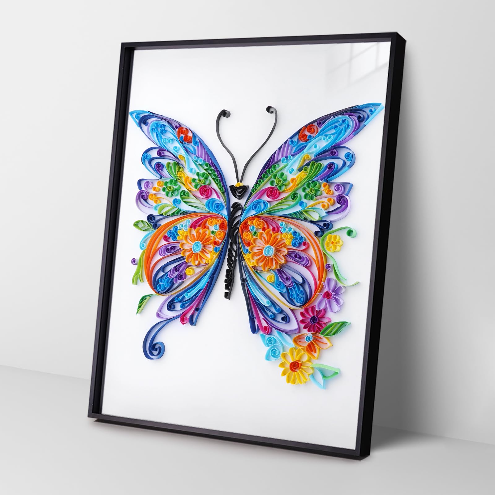 Uniquilling Quilling Kit, Paper Quilling Kits, 16 * 20-in Butterfly Paper Filigree Kits with Quilling Tools& Using Manual, DIY Quilling Artwork Modern Wall Art for Living Room