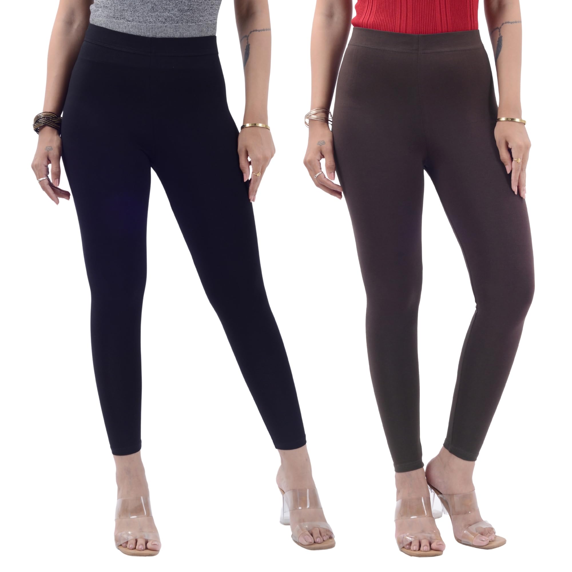 Cotton Ankle Length Leggings Combo Pack of 2 for Women & Girls-picture-48