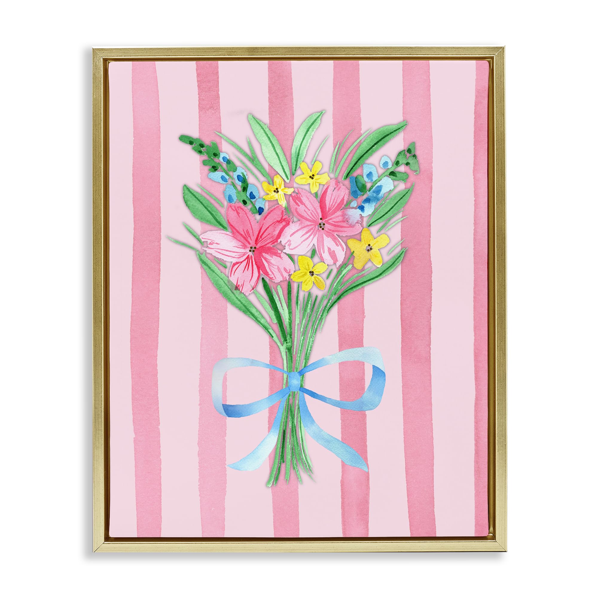 'Spring Bouquet Pink & Blue'| Floating Frame Canvas Art