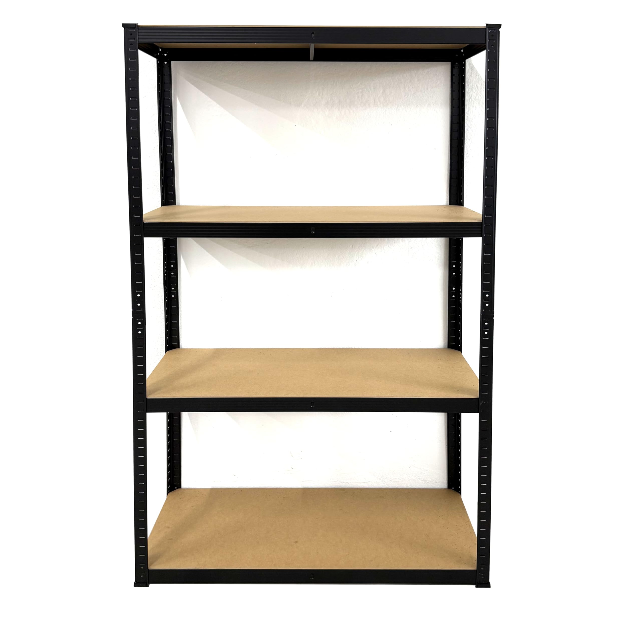 QUICK STAR Lagerregal 90x40x180 cm – 4 MDF-Böden, 175 kg pro Boden, Stahl Schwarz