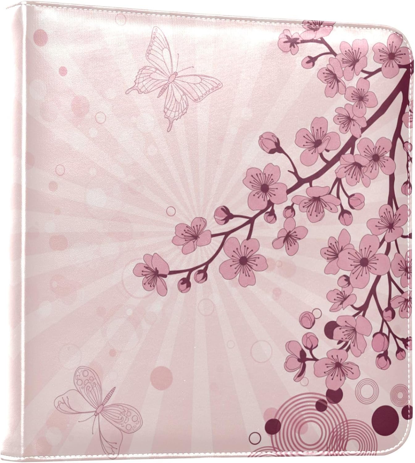 JIPONI Japan Cherry Blossom Butterfly Large Photo Album, DIY Leather Cover Scrapbook Albums for 4x6 5x7 6x8 Pictures, Self Adhesive Memory Book for Wedding, Baby, Family