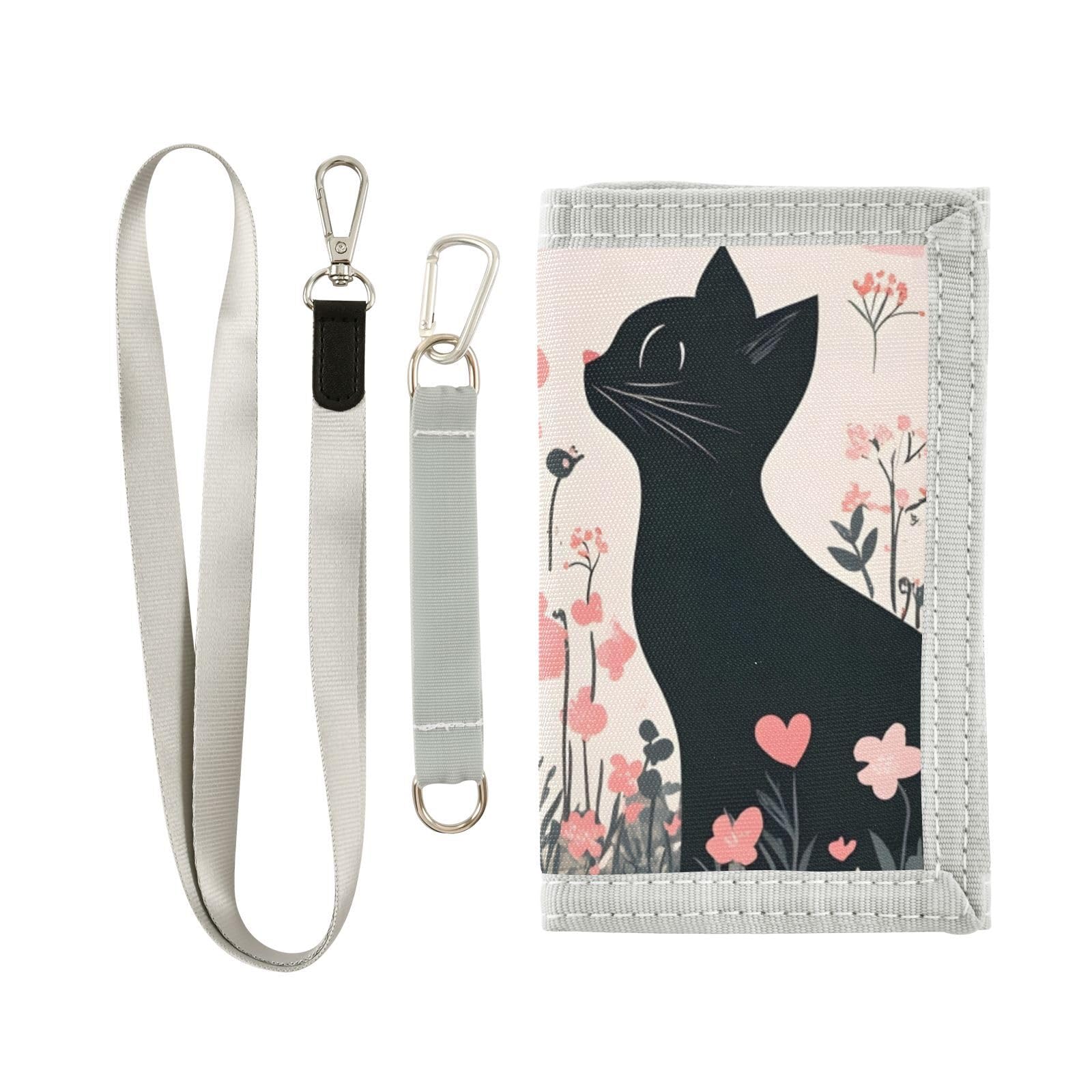 FOLIOSA Kids Wallet for Boys Girls Cats Valentines Print Youth Wallet with Zipper Pocket Card Holders, Novelty Wallet 4.9×2.9 in