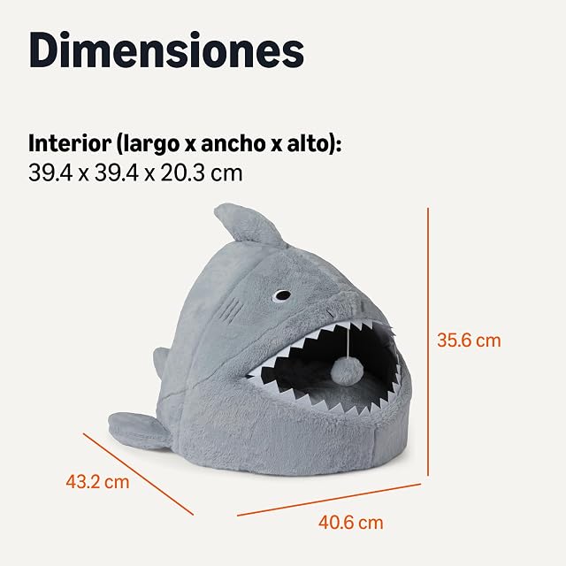 Foto 5 de 5 de Amazon Basics Cama Cueva para Gatos con Forma de Tiburón para Gatos de Interior