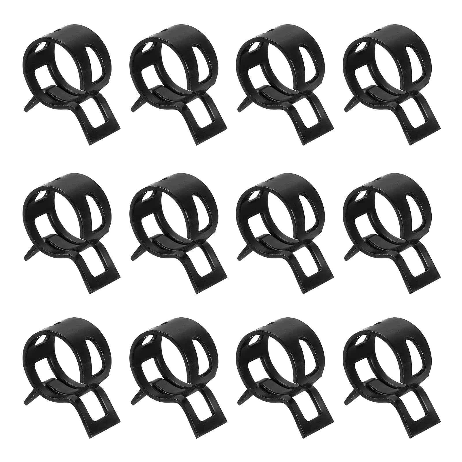 uxcell 12Pcs Spring Band Type Action Fuel/Silicone Vacuum Hose Pipe Clamp, 11mm Low-Pressure Air Spring Hose Clip Clamp for Automotive Oil Pipe Water