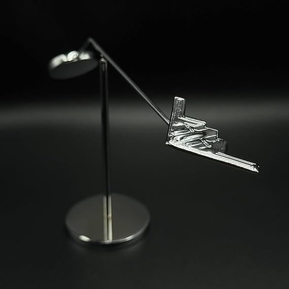 B-2 Stealth Bomber Rotating Model - Premium Chrome Aircraft Display Stand - 360 Balance Kinetic Sculpture - Military Aviation Desk Decor Collectible Gift
