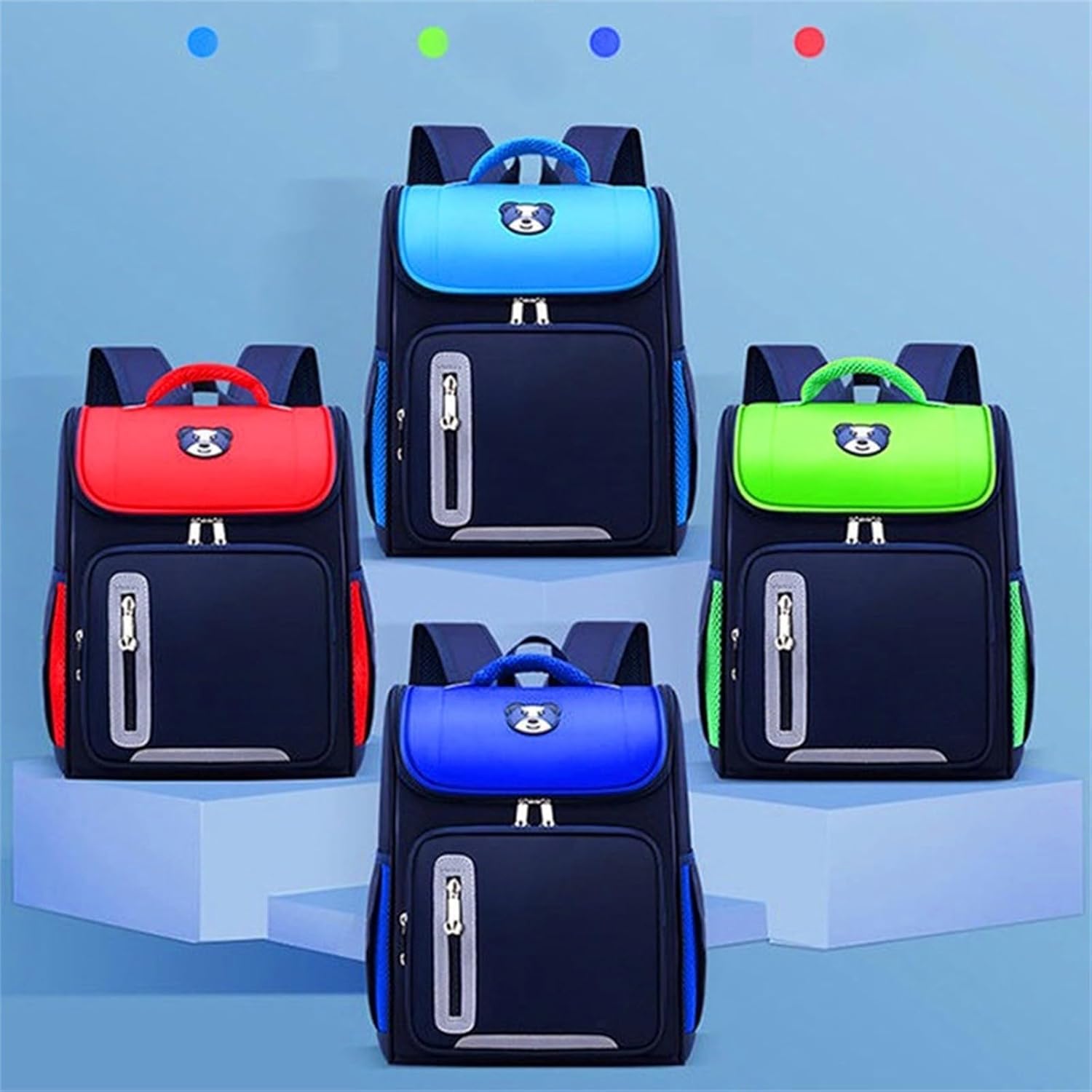 Primary School Boy And Girl Backpack With Multiple Colors Weight Reduction Backpack Tote Handbag (Dark Blue, L)
