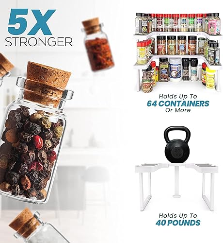 Miniatura 7 de Spicy Shelf Premium  Organizador de especias expandible de 2 niveles para armarios y despensa  Organizador de condimentos de cocina apilable