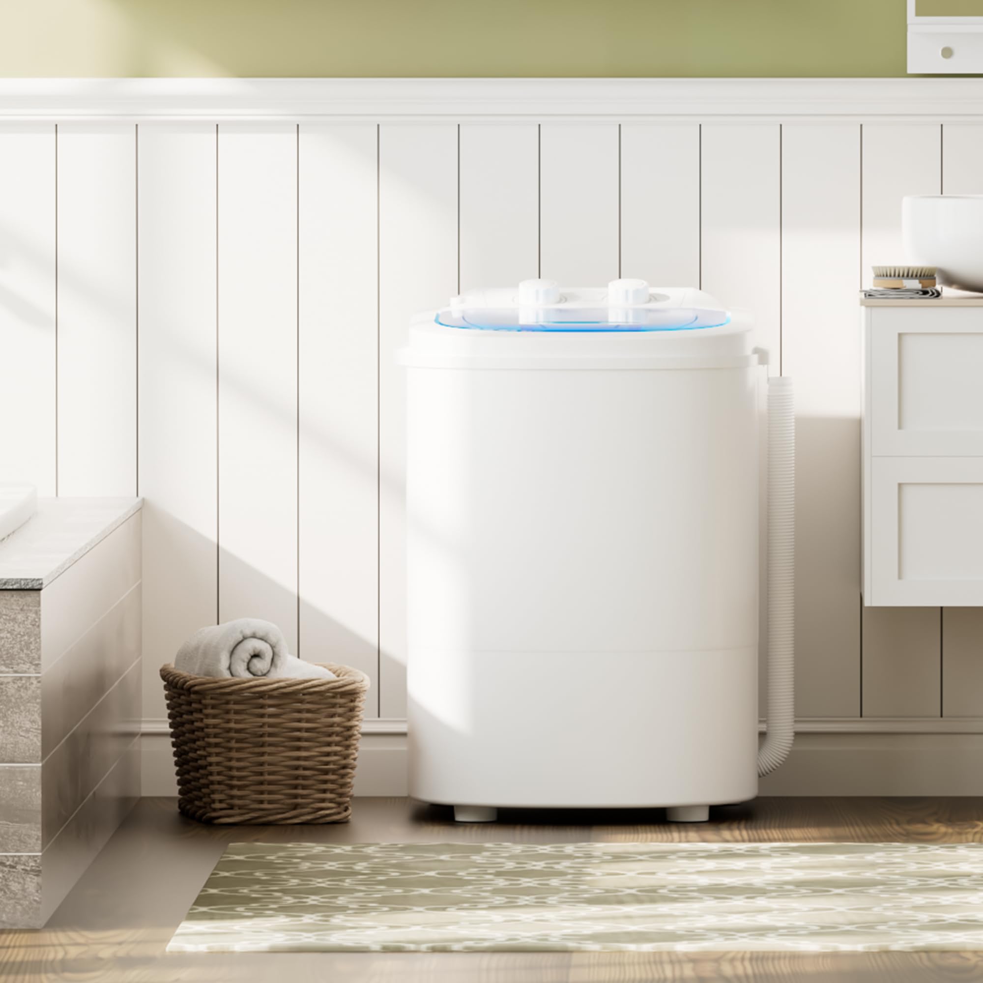 INTERGREAT Lavatrice portatile, mini lavatrice e centrifuga, capacità di lavaggio 2,5 kg, lavatrice semiautomatica con vasca centrifuga e tubo di scarico, perfetta per appartamenti dormitorio camper