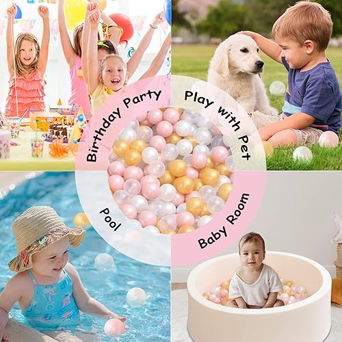 Miniatura 5 de ZLEVEAYN 100 bolas para bolas, a prueba de aplastamiento, colores perlas, sin BPA, no tóxico, bolas de juego de plástico para bebés, niños,