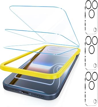 Fotbor [3+3 Pack for iPhone 17 Pro Screen Protector, Anti-Blue Light, [Eye Protection] 9H+ Tempered Glass with Camera Lens Protector