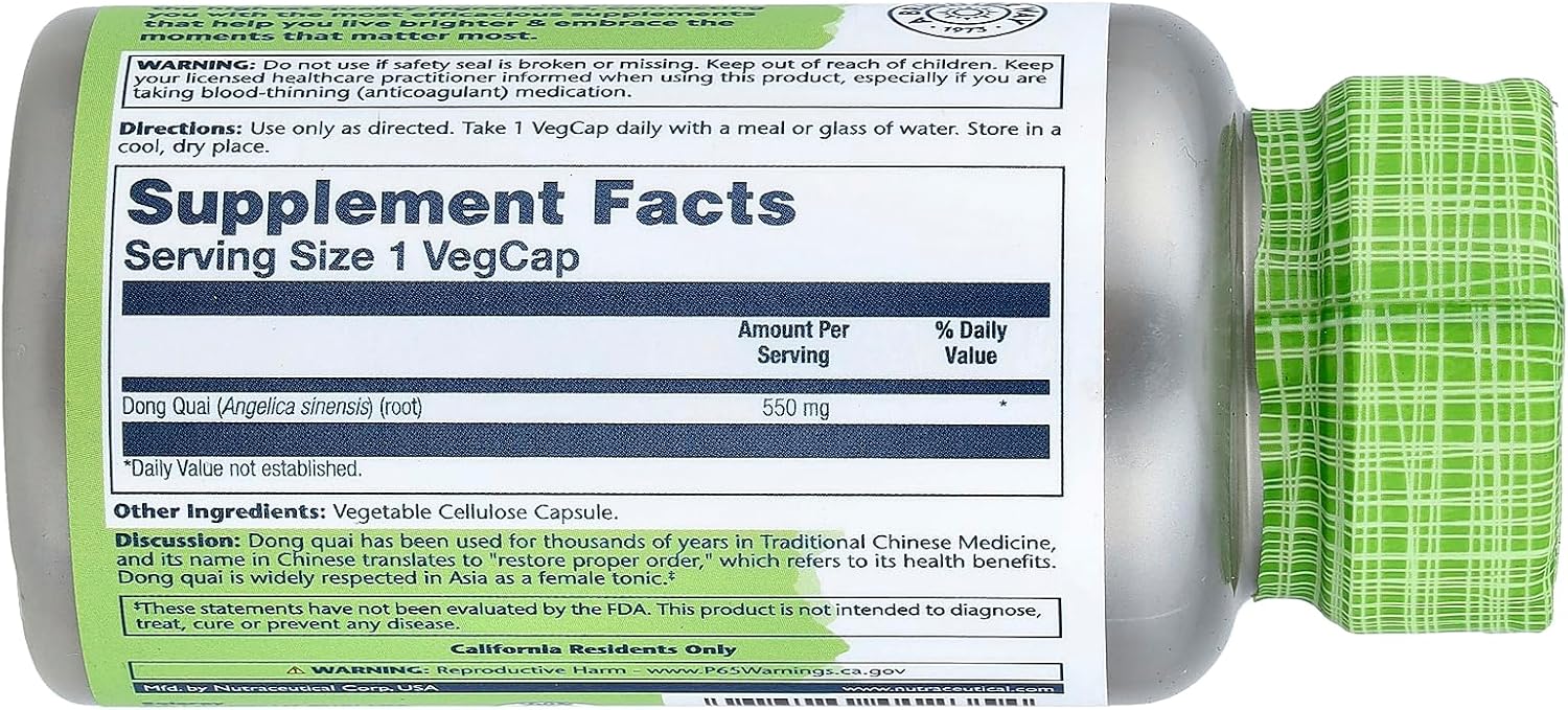 SOLARAY Dong Quai Root 550mg | Healthy Menstrual & Menopausal Support | Womens Health Supplement | Whole Root | Non-GMO, Vegan & Lab Verified | 180ct - Image 2