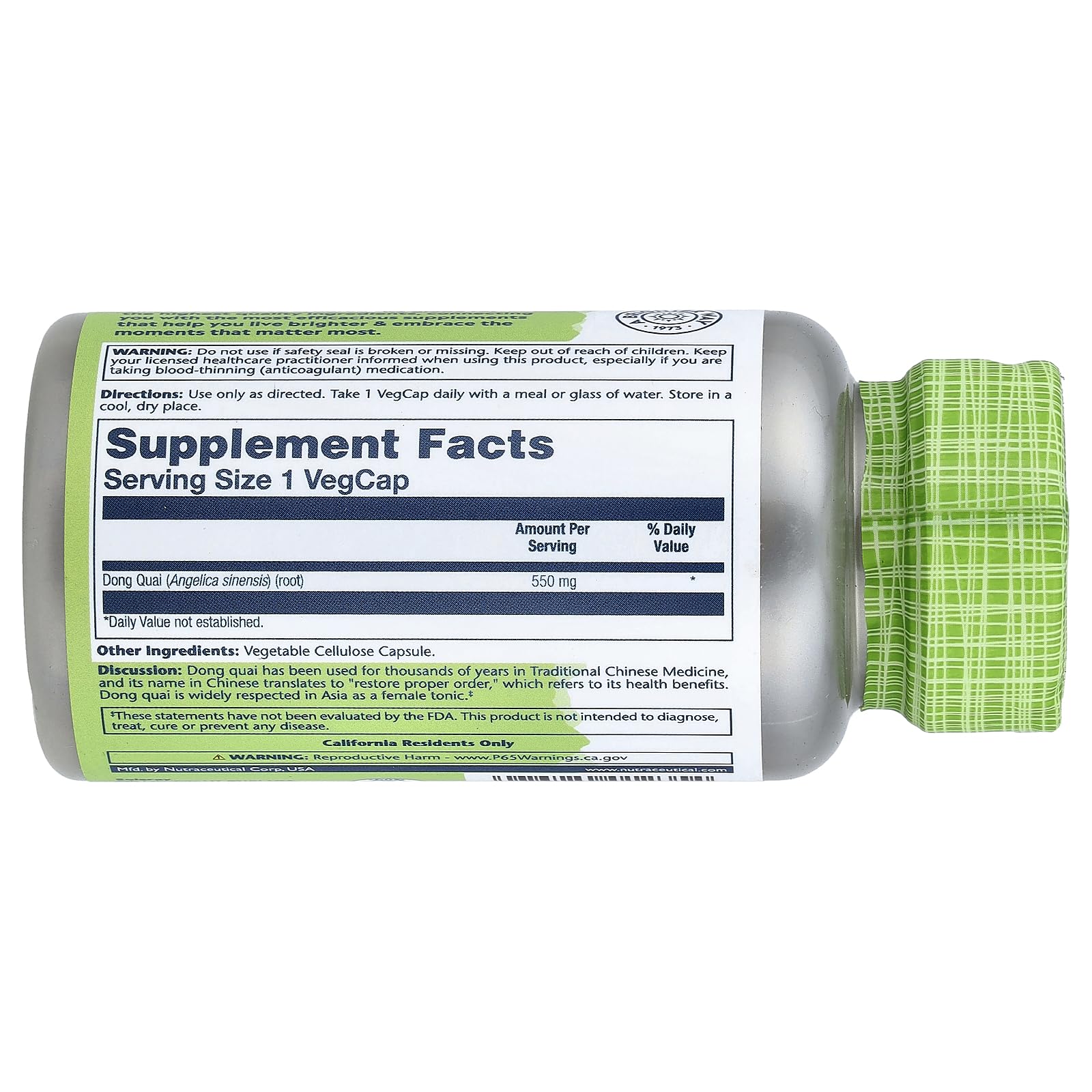 SOLARAY Dong Quai Root 550mg | Healthy Menstrual & Menopausal Support | Womens Health Supplement | Whole Root | Non-GMO, Vegan & Lab Verified | 180ct — Amazon image 2