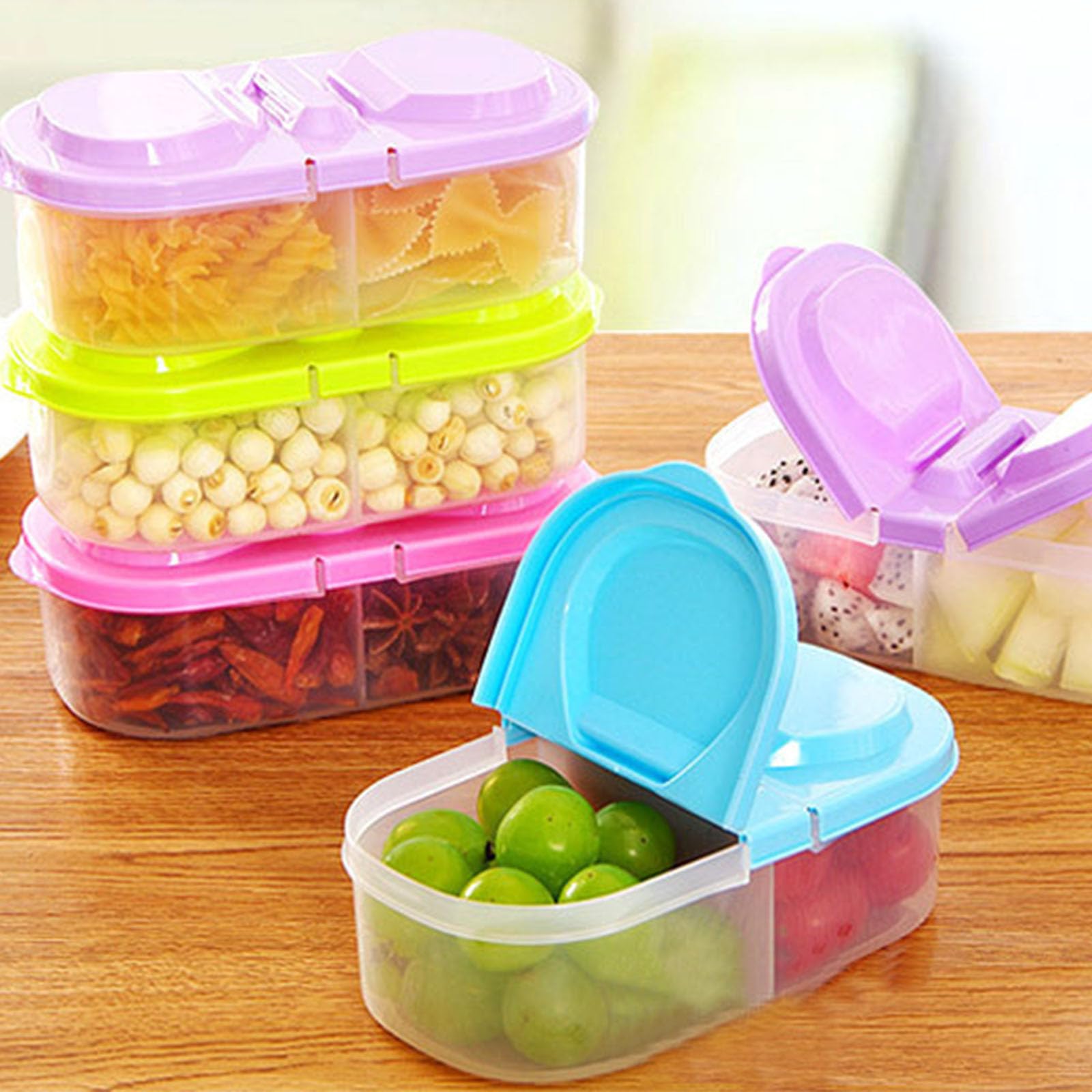 Amazon｜透明蓋ダブルコンパートメント食品保存容器スナックホルダー