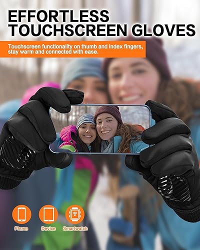 Miniatura 4 de Guantes de invierno para pantalla táctil, para correr, senderismo, clima frío, guantes térmicos cálidos resistentes al agua y a la nieve, para